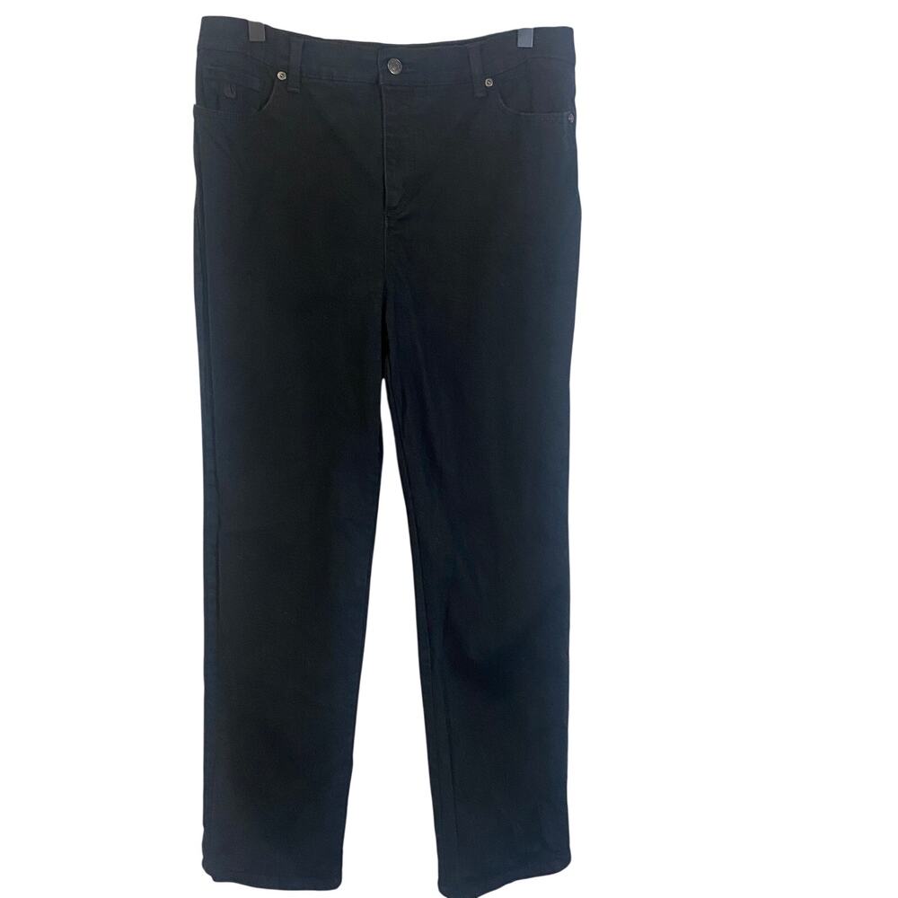 Gloria Vanderbilt Amanda Stretch High Rise Straight Leg Jeans Black Sz 12 Short